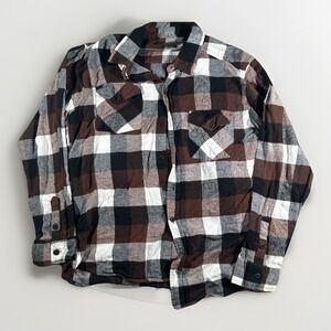 Hawks Bay Mens Flannel Shirt Size XL Grey Brown Plaid Long Sleeve Button Up